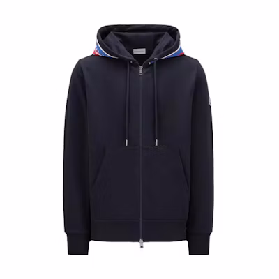 Moncler Solid Pullover Hoodie with Drawstring in Navy Blue. I10918G00054899YE778