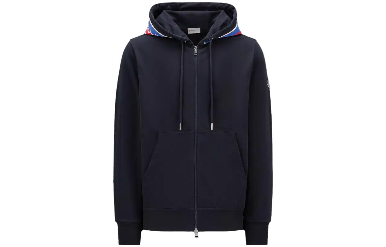 Moncler  Solid Pullover Hoodie with Drawstring in Navy Blue. I10918G00054899YE778 圖 2