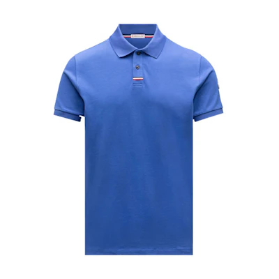 Moncler Solid Stripe Detail Polo Shirt in Navy Blue. H10918A00022899P0771