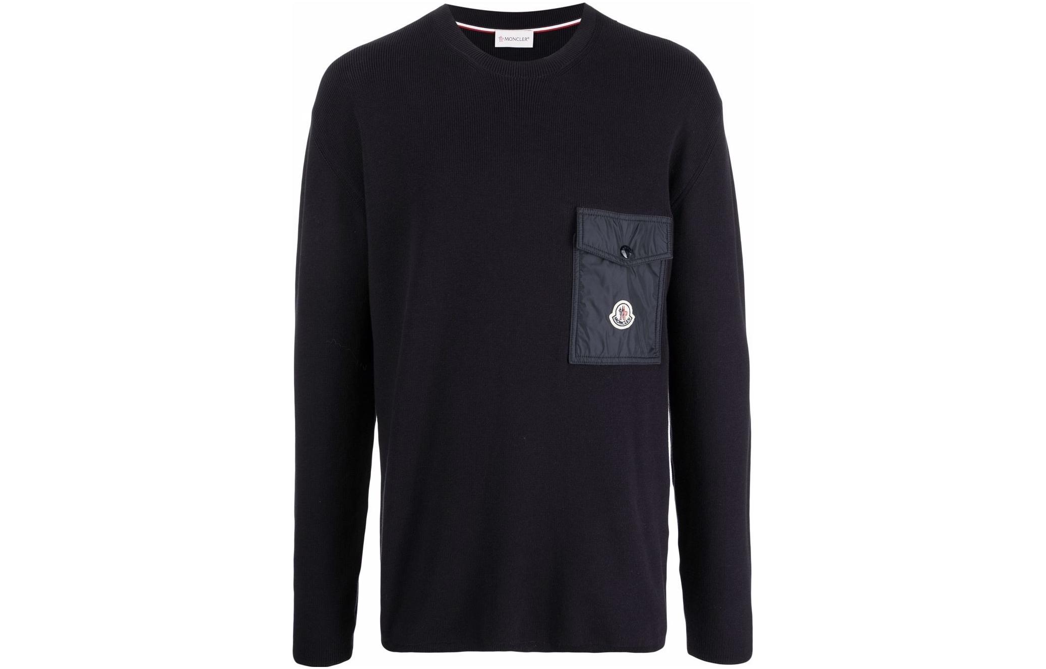 Moncler  SS22 Navy Blue Crewneck Logo Long Sleeve Sweatshirt. H10919C00001M1113743