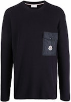 Moncler SS22 Navy Blue Crewneck Logo Long Sleeve Sweatshirt. H10919C00001M1113743 Moncler SS22 Navy Blue Crewneck Logo Long Sleeve Sweatshirt. H10919C00001M1113743