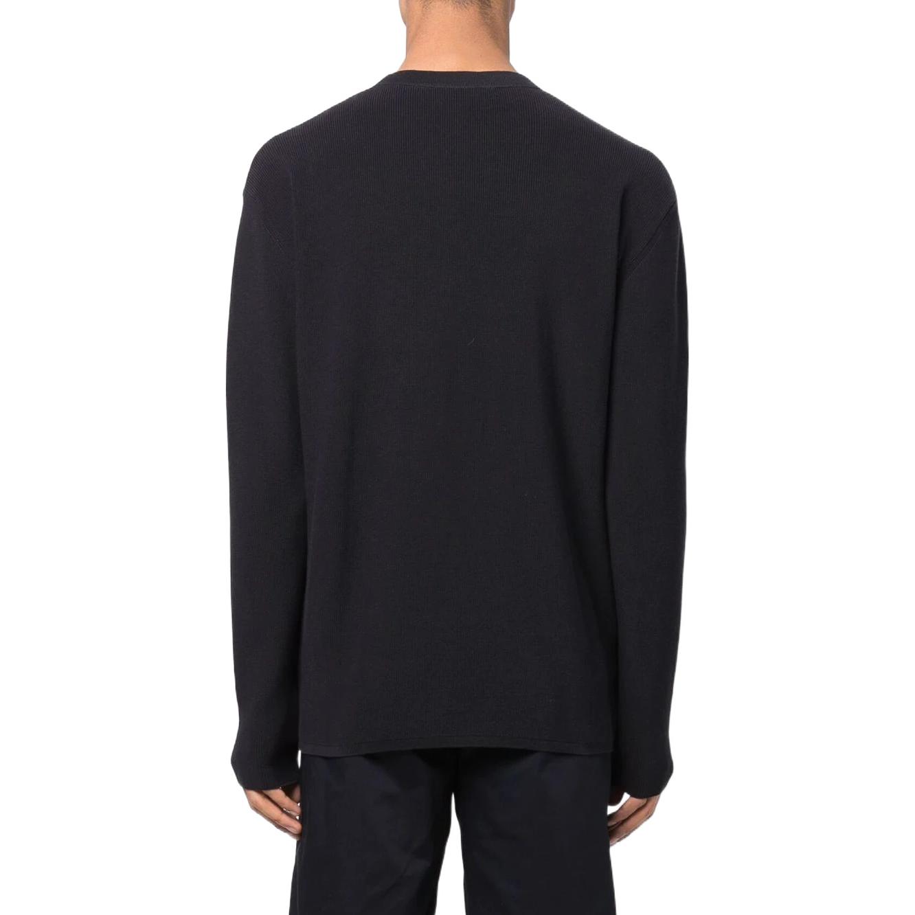 Shop モンクレール SS22 ネイビーブルー クルーネック ロゴ 長袖 スウェットシャツ. H10919C00001M1113743