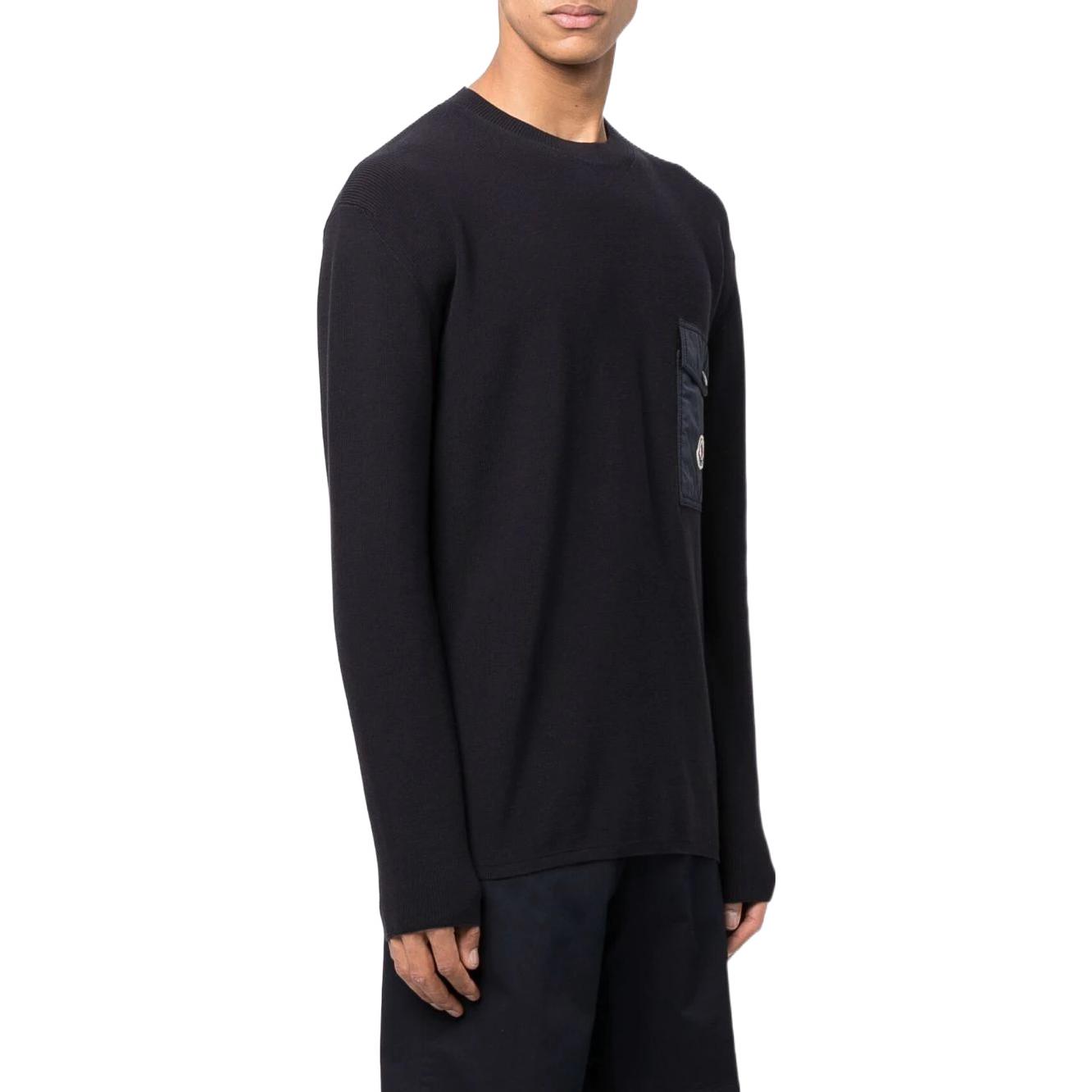 Purchase モンクレール SS22 ネイビーブルー クルーネック ロゴ 長袖 スウェットシャツ. H10919C00001M1113743