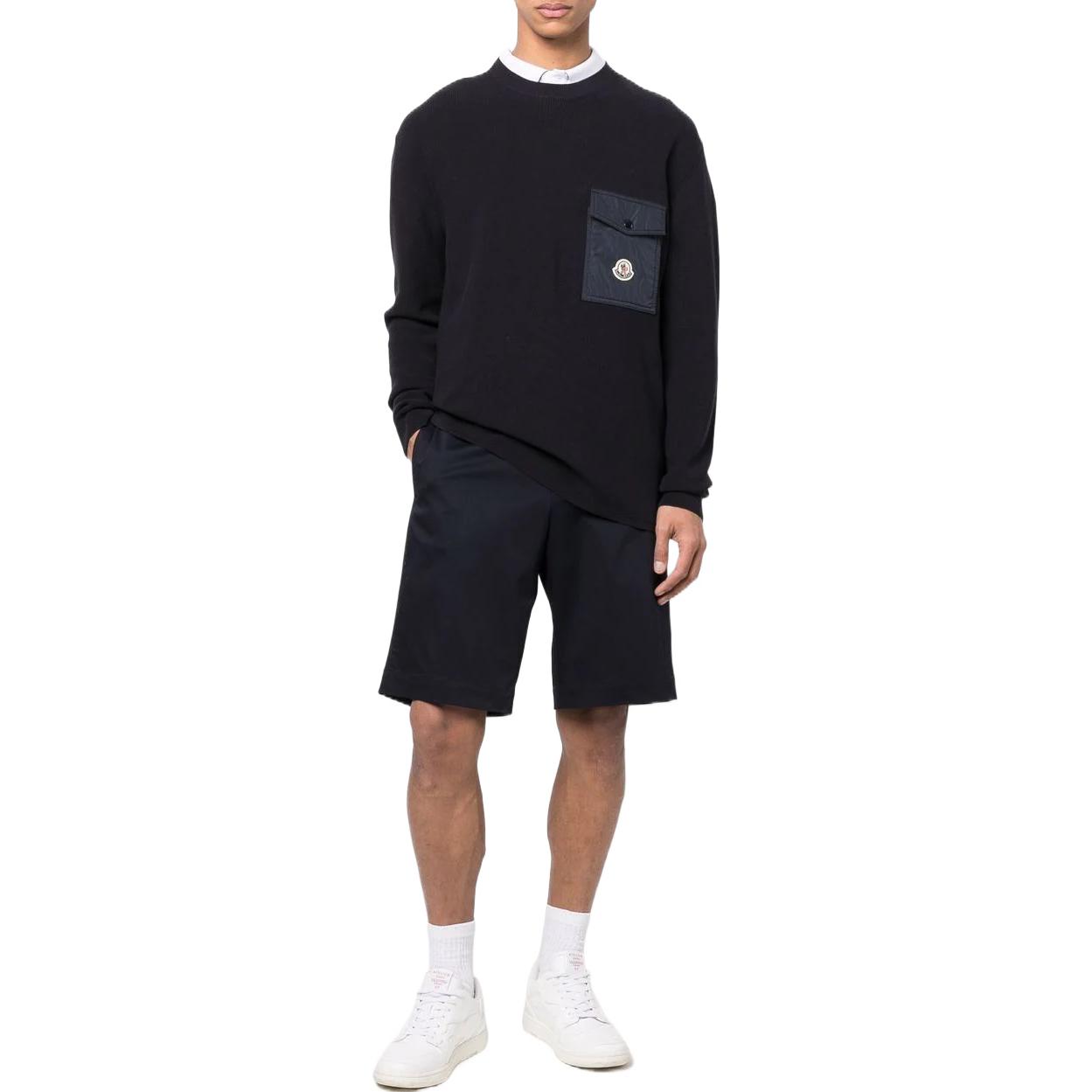 Details for モンクレール SS22 ネイビーブルー クルーネック ロゴ 長袖 スウェットシャツ. H10919C00001M1113743