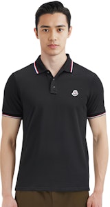 Moncler SS24 修身版三色織條領黑色POLO衫 J10918A7030084556999 Purchase Moncler SS24 修身版三色織條領黑色POLO衫 J10918A7030084556999
