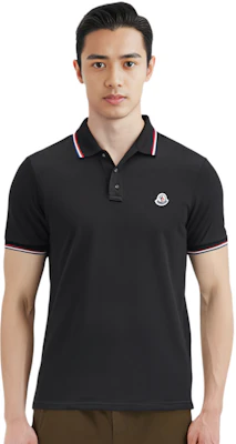 Moncler SS24 修身版三色織條領黑色POLO衫 J10918A7030084556999 Purchase Moncler SS24 修身版三色織條領黑色POLO衫 J10918A7030084556999