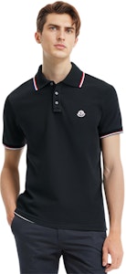 Moncler SS24 修身版三色織條領黑色POLO衫 J10918A7030084556999 Details for Moncler SS24 修身版三色織條領黑色POLO衫 J10918A7030084556999