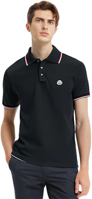Moncler SS24 修身版三色織條領黑色POLO衫 J10918A7030084556999 Details for Moncler SS24 修身版三色織條領黑色POLO衫 J10918A7030084556999