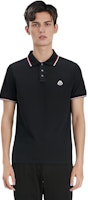 Moncler Polo Negro Slim Fit Cuello Tricolor SS24. J10918A7030084556999 Sizing Moncler Polo Negro Slim Fit Cuello Tricolor SS24. J10918A7030084556999