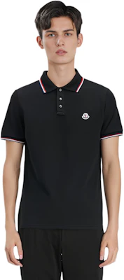 Moncler SS24 修身版三色織條領黑色POLO衫 J10918A7030084556999 Sizing Moncler SS24 修身版三色織條領黑色POLO衫 J10918A7030084556999