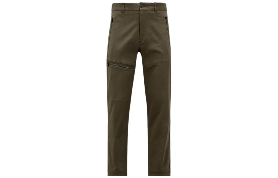 Moncler  Straight-Leg Mid-Rise Casual Pants in Solid Dark Green. I20912A0001154A1U837