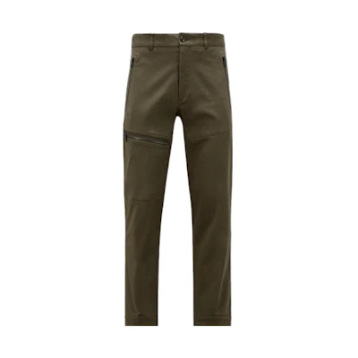 Moncler Straight-Leg Mid-Rise Casual Pants in Solid Dark Green. I20912A0001154A1U837