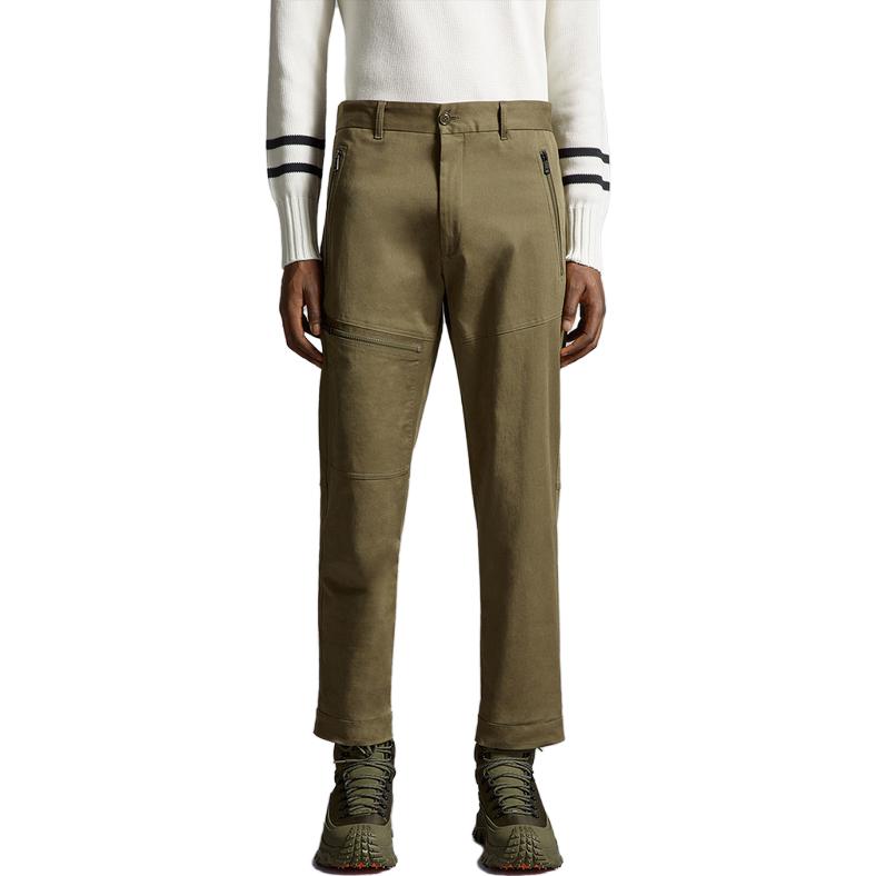 Shop 몽클레르 스트레이트핏 미드라이즈 캐주얼 팬츠 다크 그린. I20912A0001154A1U837