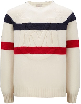 モンクレール ストライプ ロゴプリント セーター ホワイト I10919C00001M1127P07 Buy モンクレール ストライプ ロゴプリント セーター ホワイト I10919C00001M1127P07
