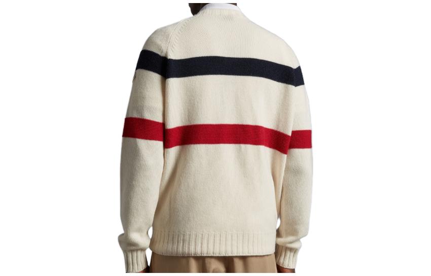 Lookbook モンクレール ストライプ ロゴプリント セーター ホワイト I10919C00001M1127P07