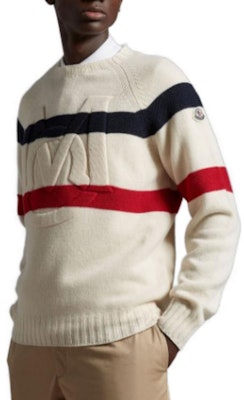 モンクレール ストライプ ロゴプリント セーター ホワイト I10919C00001M1127P07 Shop モンクレール ストライプ ロゴプリント セーター ホワイト I10919C00001M1127P07