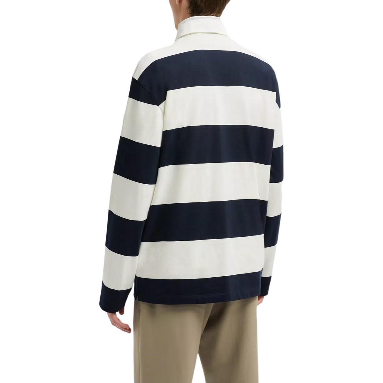 Moncler  Striped Logo Patch Long Sleeve Polo - Navy Blue. J20918B0000189ANCP70 圖 4