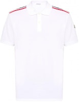 Moncler Striped Print Short Sleeve Polo Shirt - White 8A0002089A16002 Moncler Striped Print Short Sleeve Polo Shirt - White 8A0002089A16002