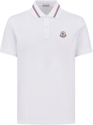 Moncler三色飾邊標誌補丁短袖Polo衫 - 光學白 J10918A0002189A16002 Buy Moncler三色飾邊標誌補丁短袖Polo衫 - 光學白 J10918A0002189A16002