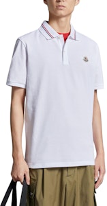 Moncler三色飾邊標誌補丁短袖Polo衫 - 光學白 J10918A0002189A16002 Purchase Moncler三色飾邊標誌補丁短袖Polo衫 - 光學白 J10918A0002189A16002