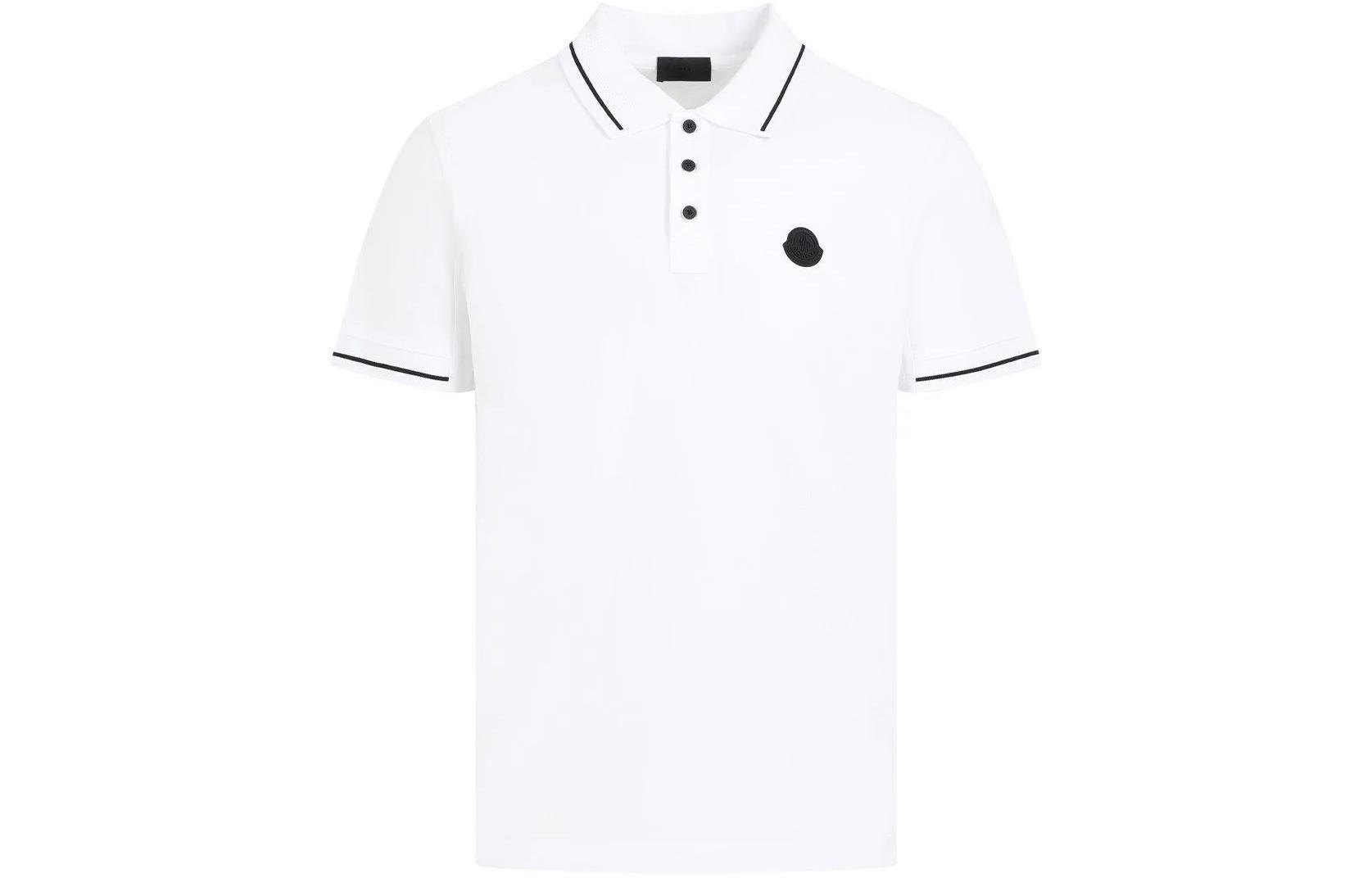 Moncler  White Classic Fit Polo Shirt with Point Collar Short Sleeve. 8A0000189A16001