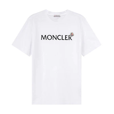 Moncler White Cotton Logo Graphic Crewneck Short Sleeve T-Shirt. I10918C000648390T001