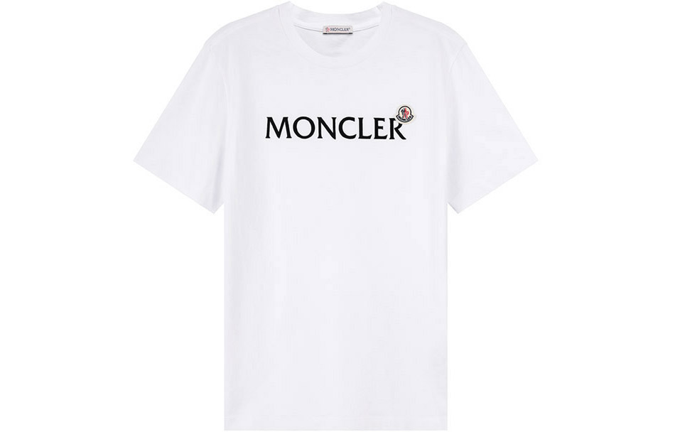 Order Moncler Kaos Putih Logo Grafis Crewneck Lengan Pendek. I10918C000648390T001