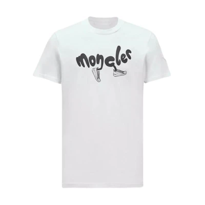 Moncler White Crewneck T-Shirt with Letter Graphic Print Short Sleeve. J10918C000138390T00A