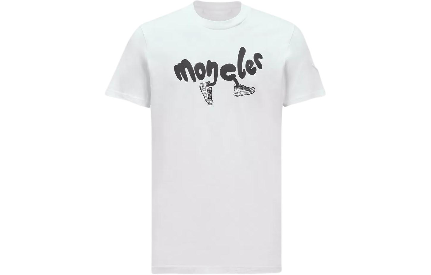 Order Camiseta Moncler Blanca de Manga Corta con Gráfico de Letras. J10918C000138390T00A