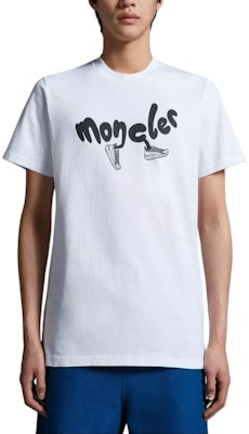Moncler White Crewneck T-Shirt with Letter Graphic Print Short Sleeve. J10918C000138390T00A Lookbook Moncler White Crewneck T-Shirt with Letter Graphic Print Short Sleeve. J10918C000138390T00A