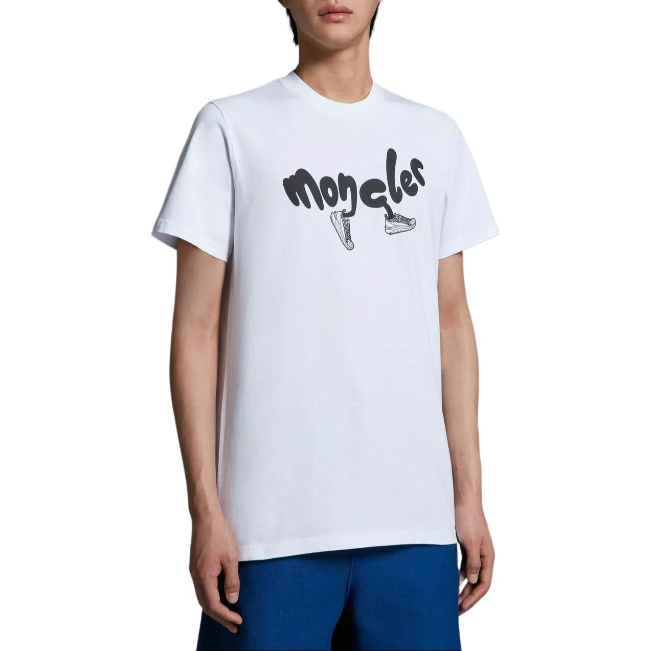 Purchase Camiseta Moncler Blanca de Manga Corta con Gráfico de Letras. J10918C000138390T00A