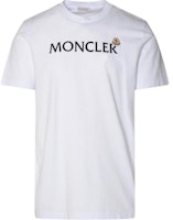 Moncler White Crewneck T-Shirt with Letter Print Design. 8C000578390T001 Moncler White Crewneck T-Shirt with Letter Print Design. 8C000578390T001