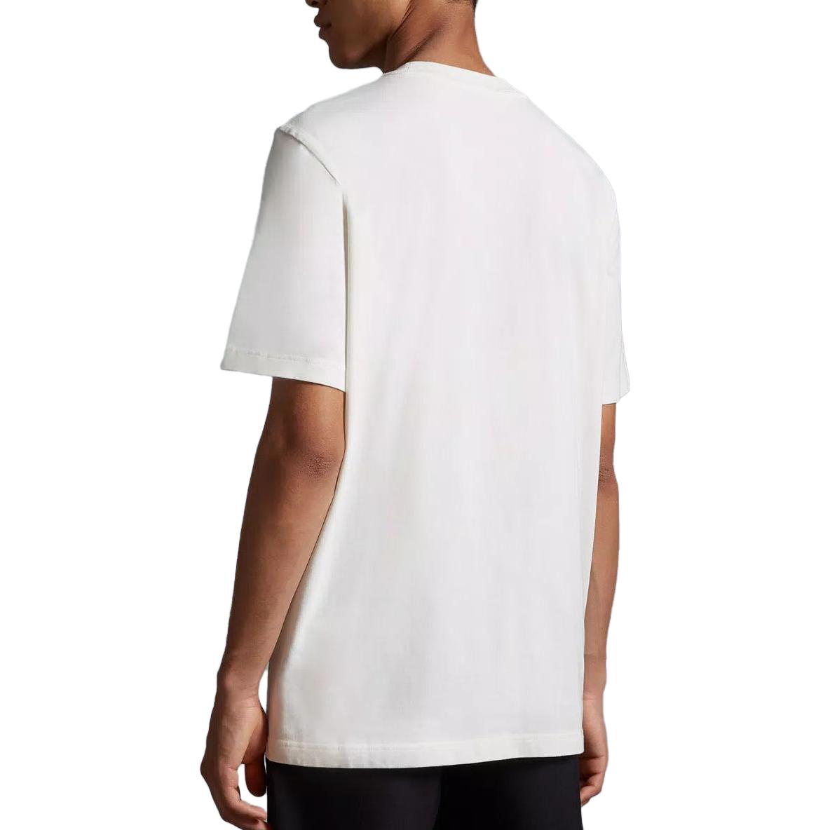 Shop 몽클레어 화이트 크루넥 티셔츠 솔리드 로고 패치 디자인. I20918C000518390T034