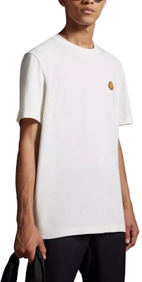 Moncler White Crewneck T-Shirt with Solid Logo Patch Design. I20918C000518390T034 Purchase Moncler White Crewneck T-Shirt with Solid Logo Patch Design. I20918C000518390T034