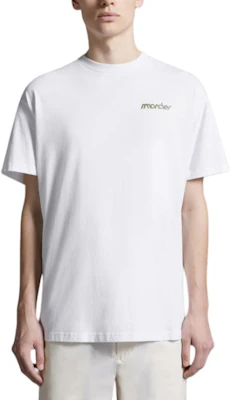 Moncler Kemeja-T Putih Crewneck dengan Rekaan Cetakan Berasaskan Air. J10918C0004889AKK00A Lookbook Moncler Kemeja-T Putih Crewneck dengan Rekaan Cetakan Berasaskan Air. J10918C0004889AKK00A