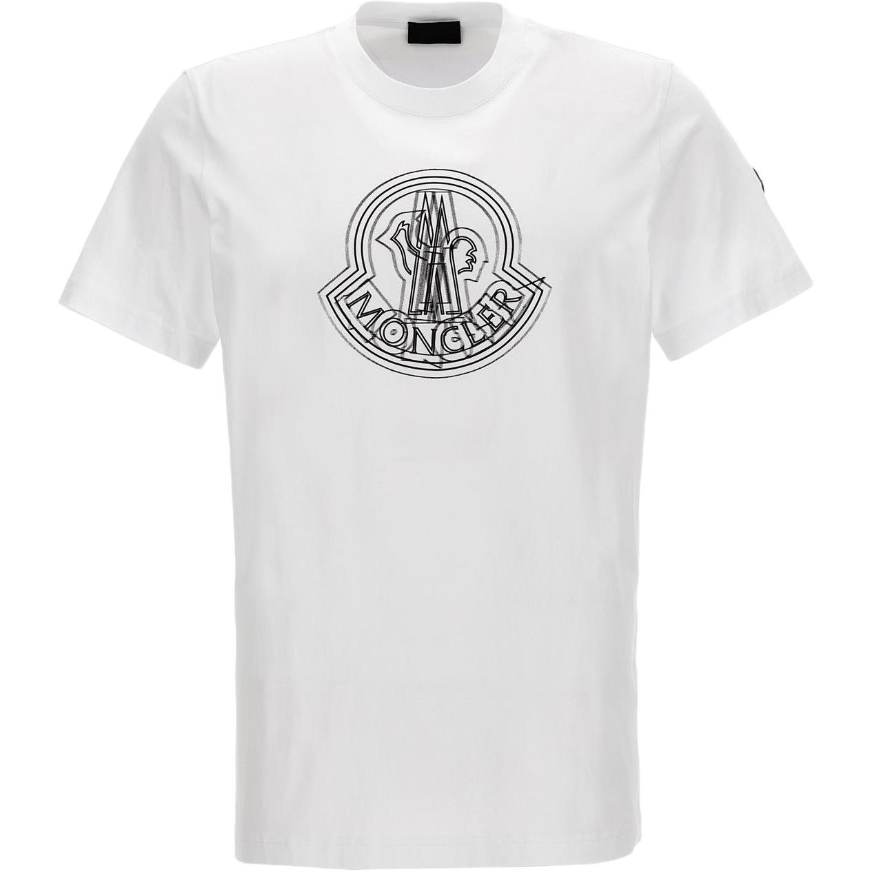 Buy Moncler  White Graphic Print Crew Neck Short Sleeve T-Shirt 8C0002889A17001