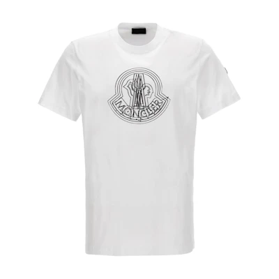 Moncler White Graphic Print Crew Neck Short Sleeve T-Shirt 8C0002889A17001