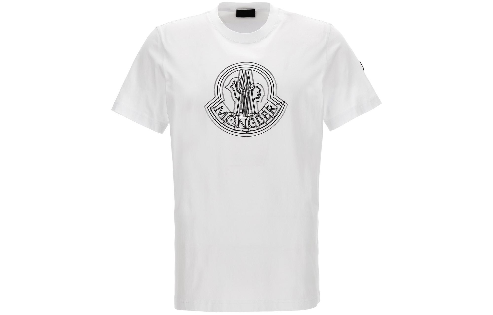 Order Moncler  White Graphic Print Crew Neck Short Sleeve T-Shirt 8C0002889A17001