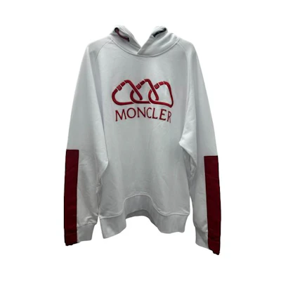 Moncler White Hoodie with Letter Print and Hood Design. 10918039750V8011001