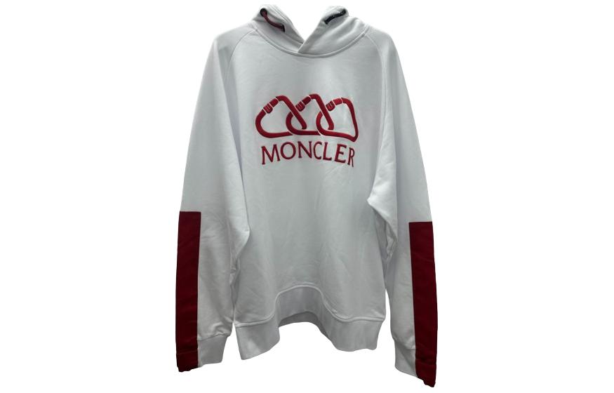 Order Sudadera Blanca Moncler con Estampado de Letras y Diseño de Capucha. 10918039750V8011001