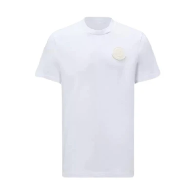 Moncler White Logo Patch Crewneck T-Shirt. J10918C000458392700A