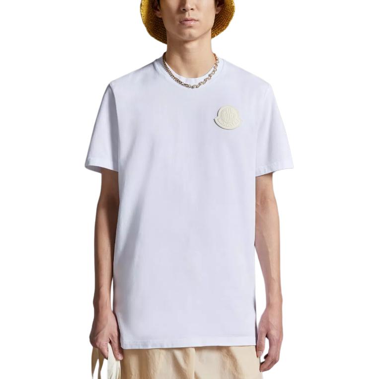 Moncler  White Logo Patch Crewneck T-Shirt. J10918C000458392700A 圖 3