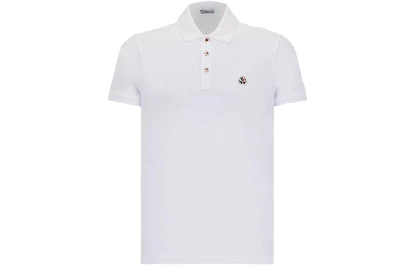 Moncler  White Logo Patch Embroidered Short Sleeve Polo Shirt. J10918A0002484556001