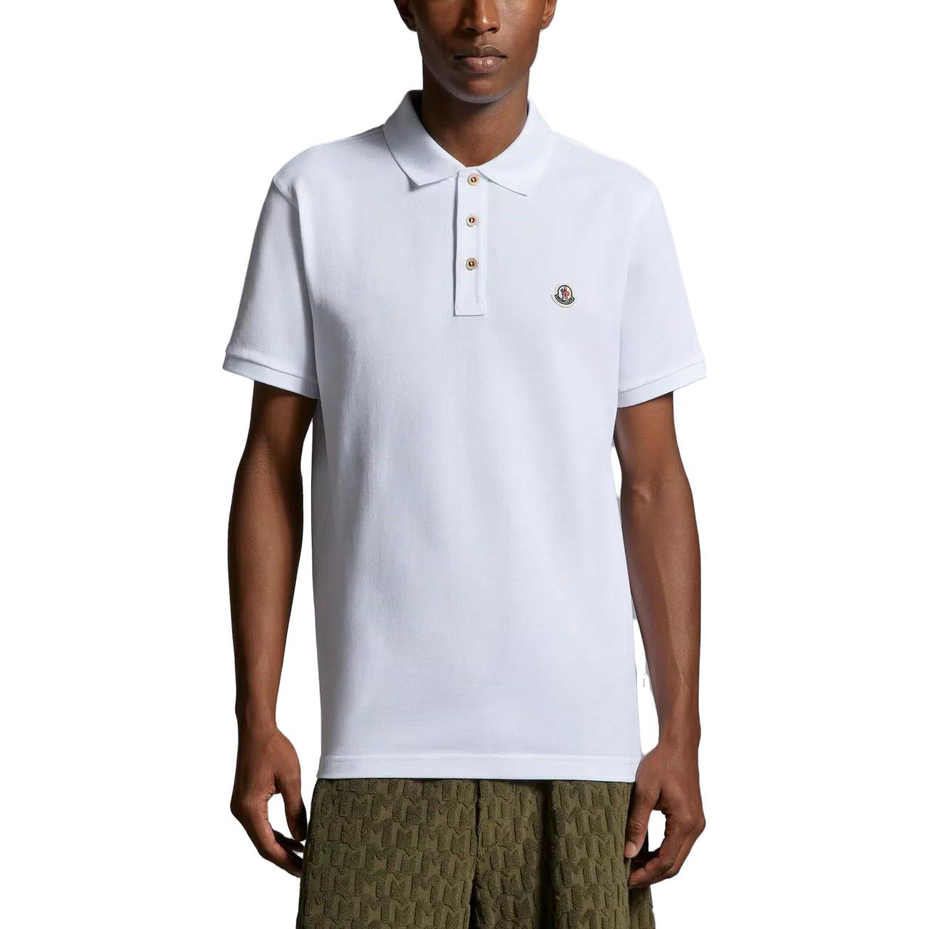 Purchase Polo Manga Corta Moncler Blanco con Logo Bordado. J10918A0002484556001
