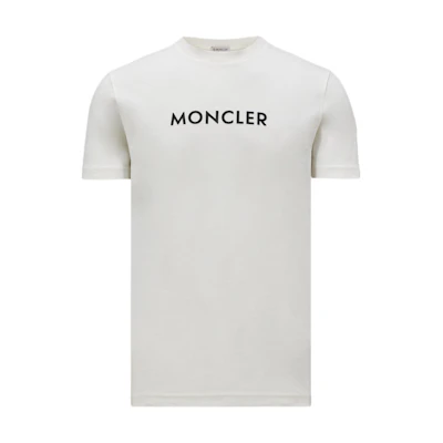 Moncler White Logo Print Regular Fit Crew Neck T-Shirt J20918C0003489AJS032