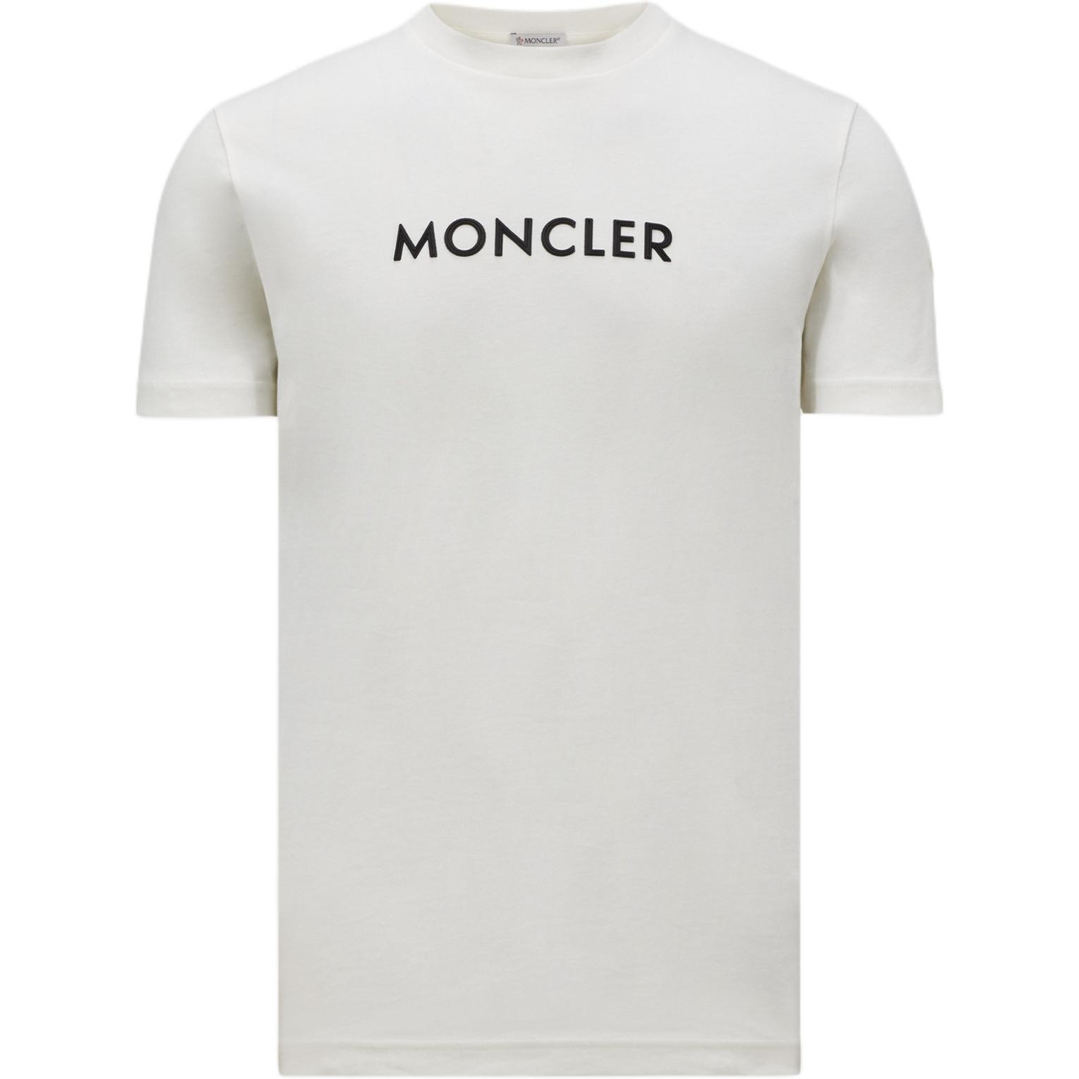 Order Moncler 白色標誌印花常規版型圓領T恤 J20918C0003489AJS032
