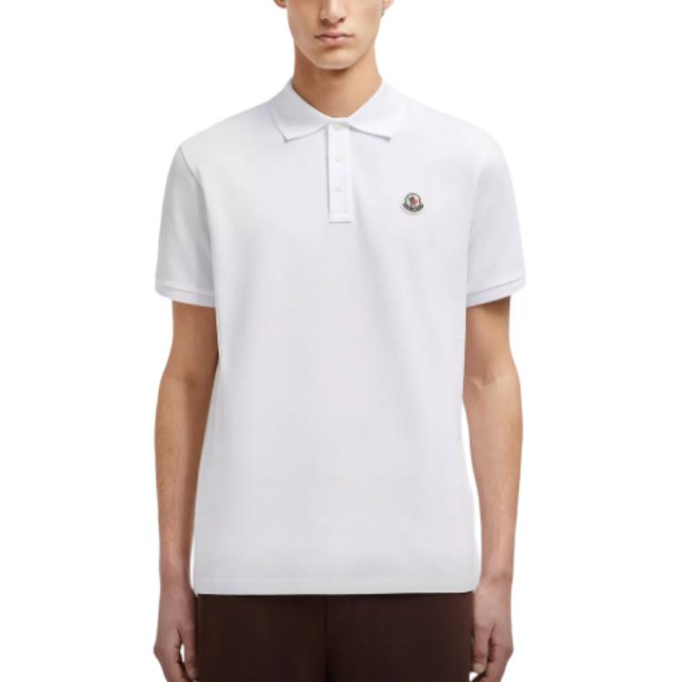 Lookbook モンクレール ホワイト ロゴプリント 半袖 ポロシャツ J20918A0000984556002