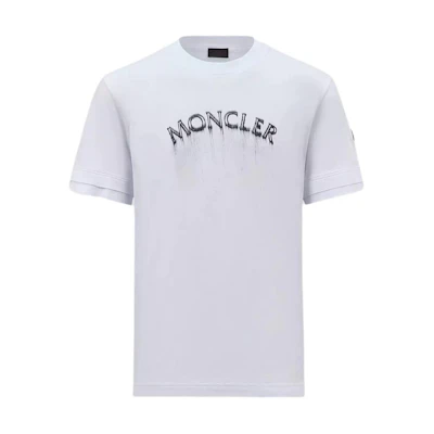 Moncler White Oversized Letter Print Crewneck T-Shirt Casual Style. J10918C0000289A17001