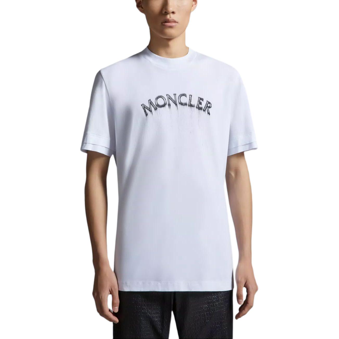 Shop Moncler Kemeja-T Putih Cetakan Huruf Besar Gaya Kasual. J10918C0000289A17001