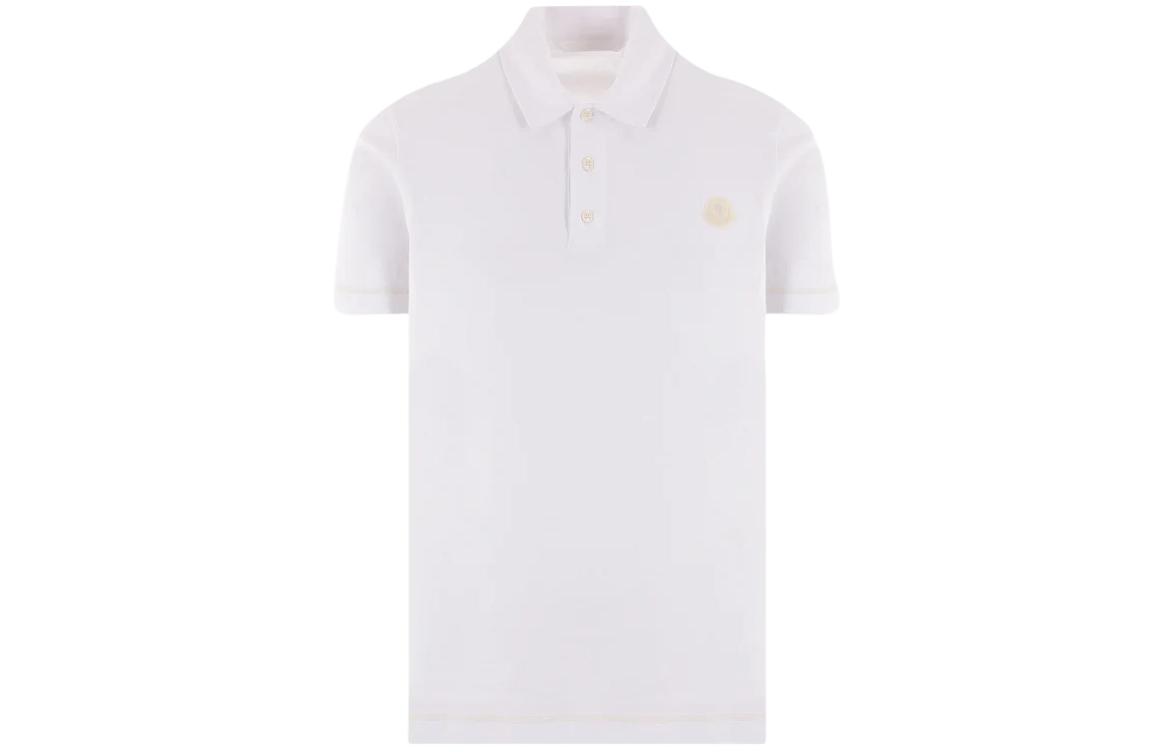 Buy Moncler Baju Polo Putih dengan Logo Patch dan Rekaan Solid. J10918A000058390T00A